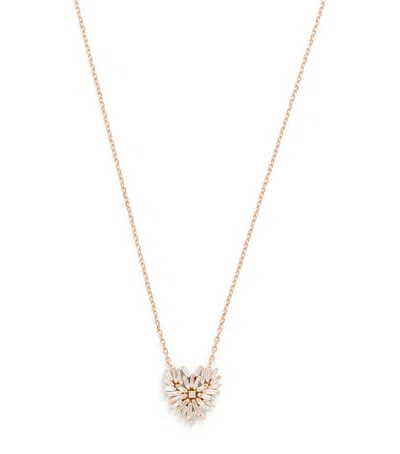 Suzanne Kalan Small Rose Gold And Diamond Classic Heart Necklace