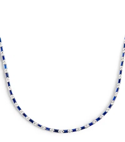 Suzanne Kalan White Gold And Blue Sapphire Bold Linear Tennis Necklace