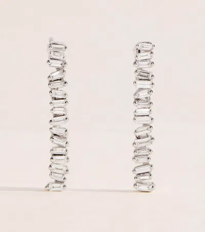 Suzanne Kalan White Gold And Diamond Classic Drop Earrings In Metallic