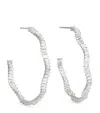 Suzanne Kalan White Gold And Diamond Classic Fireworks Wave Hoop Earrings In White