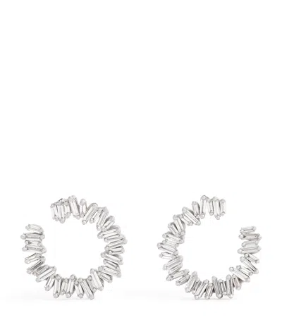 Suzanne Kalan White Gold And Diamond Classic Mini Hoops