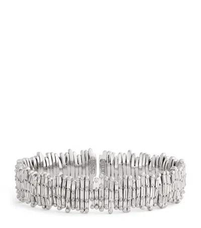 Suzanne Kalan White Gold And Diamond Classic Three-row Cuff