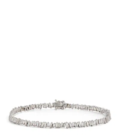 Suzanne Kalan White Gold And Diamond Fireworks Three-row Tennis Bracelet