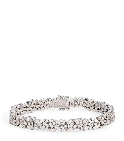 Suzanne Kalan White Gold And Diamond Fireworks Three-row Tennis Bracelet