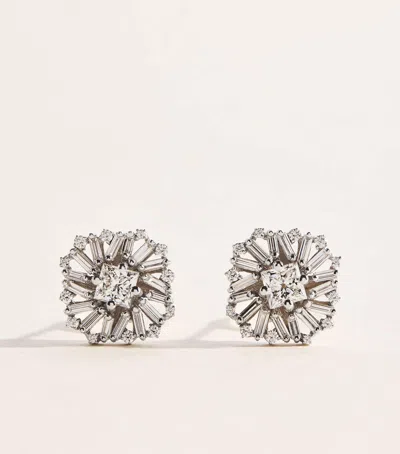 Suzanne Kalan White Gold And Diamond Flower Earrings