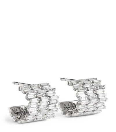 Suzanne Kalan White Gold And Diamond Infinite Three-row Hoop Earrings