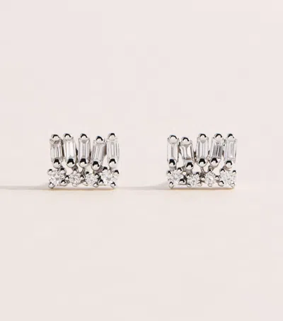 Suzanne Kalan White Gold And Diamond Short Stack Stud Earrings