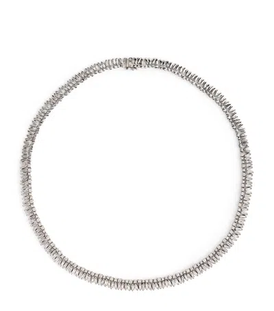 Suzanne Kalan White Gold And Diamond Short Stack Tennis Necklace