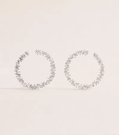 Suzanne Kalan White Gold And Diamond Sideways Hoop Earrings