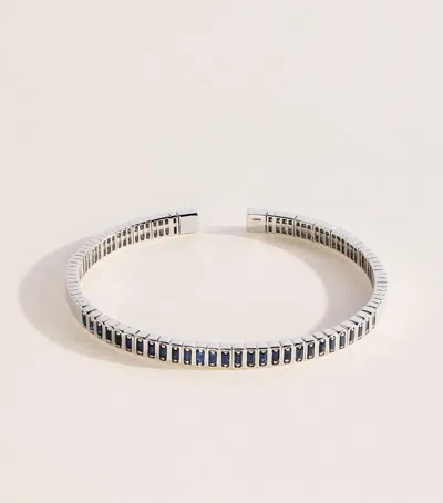 Suzanne Kalan White Gold And Sapphire Inlay Bangle In Metallic