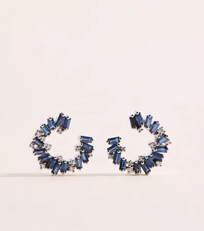 Suzanne Kalan White Gold, Diamond And Blue Sapphire Frenzy Hoop Earrings