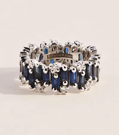 Suzanne Kalan White Gold, Diamond And Blue Sapphire Shimmer Audrey Ring
