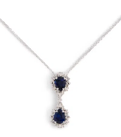 Suzanne Kalan White Gold, Diamond And Sapphire One Of A Kind Pendant Necklace