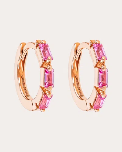 Suzanne Kalan Women's Bold Triple Pink Sapphire Huggie Earrings In Multi
