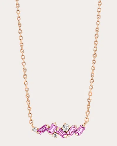 Suzanne Kalan Women's Frenzy Pink Sapphire Mini Bar Pendant Necklace In Gold