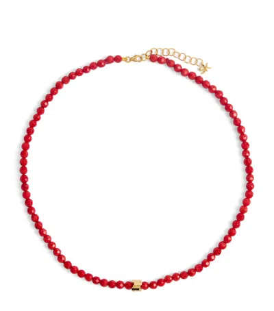 Suzanne Kalan Yellow Gold And Coral Infinite Beaded Necklace