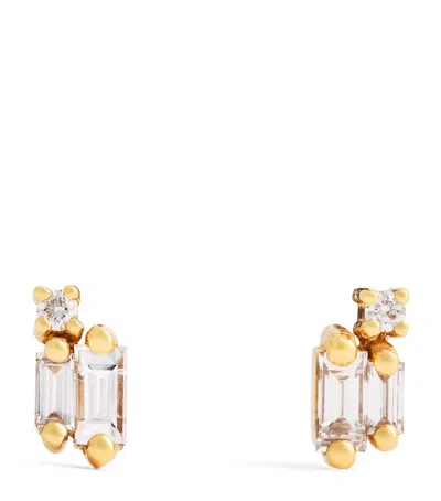 Suzanne Kalan Yellow Gold And Diamond Bold Burst Stud Earrings