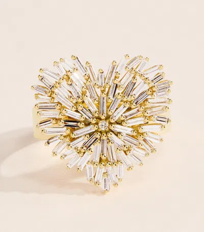 Suzanne Kalan Yellow Gold And Diamond Classic Medium Heart Ring