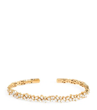 Suzanne Kalan Yellow Gold And Diamond Classic Sparkler Bangle