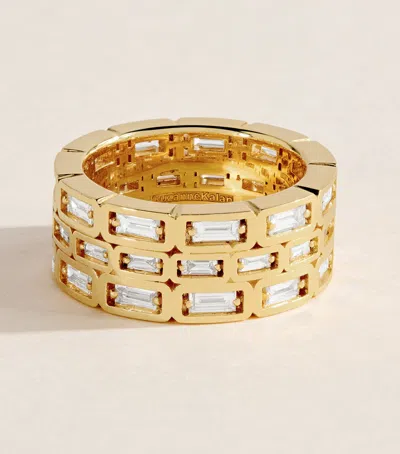 Suzanne Kalan Yellow Gold And Diamond Inlay Triple Eternity Ring