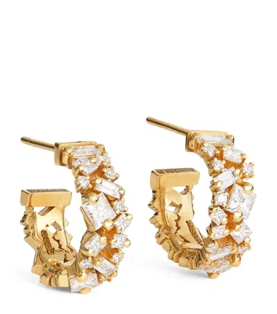 Suzanne Kalan Yellow Gold And Diamond La Fantasie Hoop Earrings