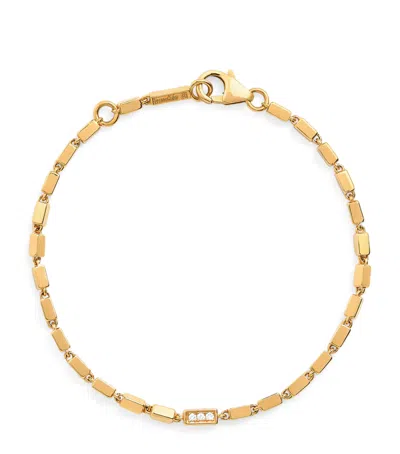 Suzanne Kalan Yellow Gold And Diamond Medium Block Chain Bracelet