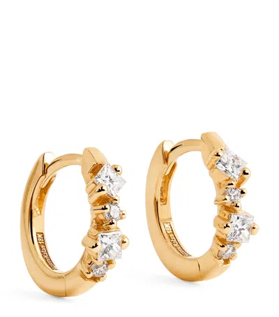 Suzanne Kalan Yellow Gold And Diamond Princess Huggie Earrings