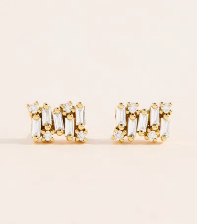 Suzanne Kalan Yellow Gold And Diamond Shimmer Stud Earrings