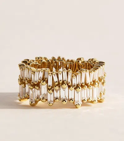 Suzanne Kalan Yellow Gold And Diamond Short Stack Ring
