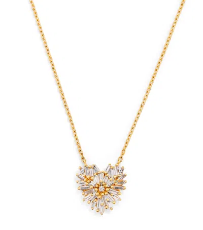 Suzanne Kalan Yellow Gold And Diamond Small Heart Pendant Necklace