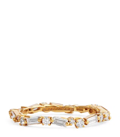 Suzanne Kalan Yellow Gold And Diamond Thin Mix Eternity Ring