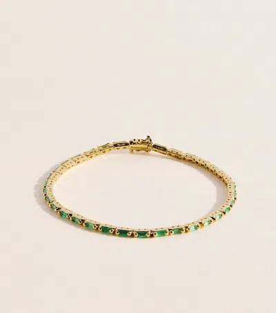 Suzanne Kalan Yellow Gold And Emerald Bold Linear Tennis Bracelet