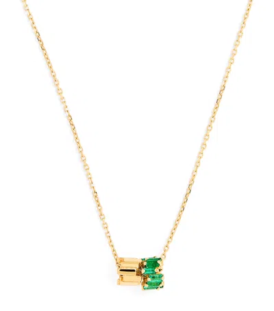 Suzanne Kalan Yellow Gold And Emerald Infinite Roundel Pendant Necklace