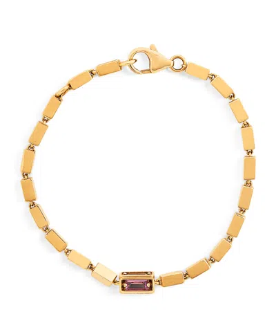 Suzanne Kalan Yellow Gold And Rainbow Sapphire Block-chain Bracelet