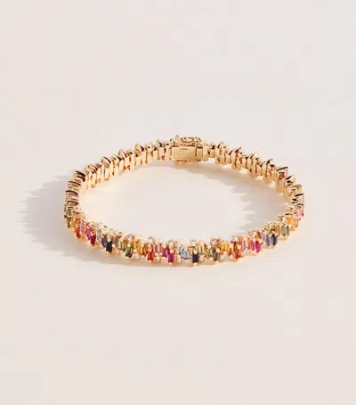 Suzanne Kalan Yellow Gold And Rainbow Sapphire Shimmer Tennis Bracelet