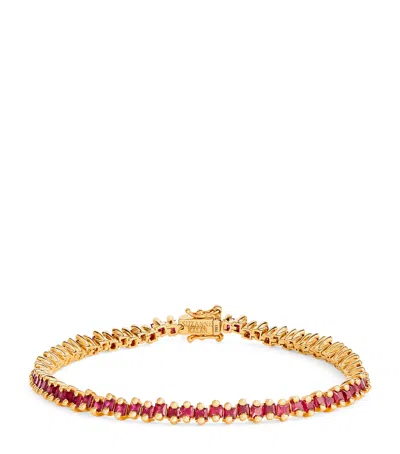 Suzanne Kalan Yellow Gold And Ruby Princess Tennis Bracelet