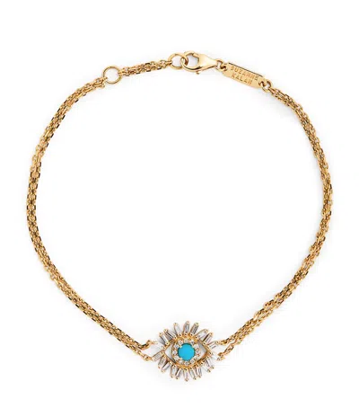 Suzanne Kalan Yellow Gold And Turquoise Evil Eye Bracelet