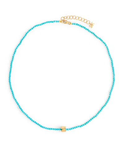 Suzanne Kalan Yellow Gold And Turquoise Infinite Beaded Necklace