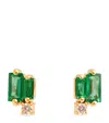 Suzanne Kalan Yellow Gold, Diamond And Emerald Bold Burst Earrings In Green