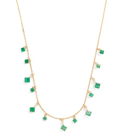 Suzanne Kalan Yellow Gold, Diamond And Emerald Bold Cascade Necklace