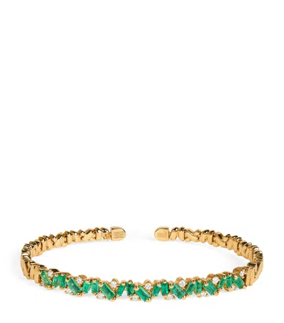 Suzanne Kalan Yellow Gold, Diamond And Emerald Frenzy Reborn Bangle