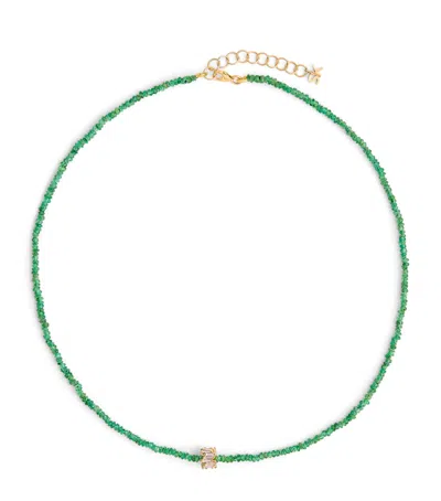 Suzanne Kalan Infinite 18kt Gold Necklace With Emeralds And Diamonds