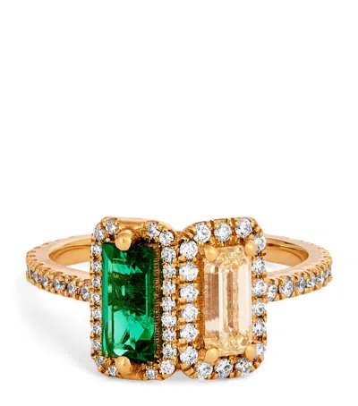 Suzanne Kalan Yellow Gold, Diamond And Emerald One Of A Kind Ring