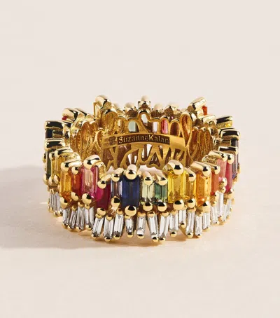 Suzanne Kalan Yellow Gold, Diamond And Rainbow Sapphire Double Stack Eternity Ring