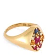 Suzanne Kalan Yellow Gold, Diamond And Rainbow Sapphire La Fantaisie Signet Ring In Gold