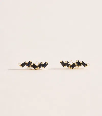 Suzanne Kalan Yellow Gold, Diamond And Sapphire Frenzy Stud Earrings