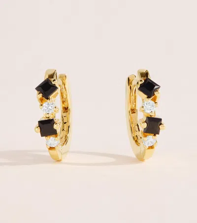Suzanne Kalan Yellow Gold, Diamond And Sapphire Princess Huggie Earrings