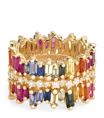 Suzanne Kalan Yellow Gold, Diamond And Sapphire Shimmer Eternity Ring