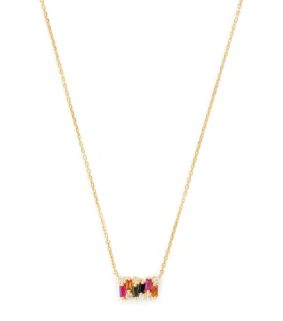 Suzanne Kalan Yellow Gold, Diamond And Sapphire Shimmer Pendant Necklace