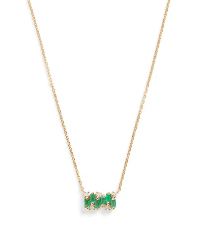 Suzanne Kalan Yellow Gold, Emerald And Diamond Shimmer Pendant Necklace